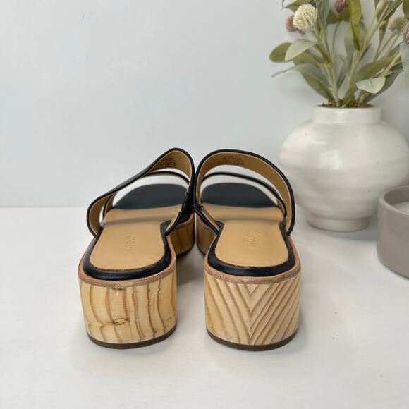Nisolo Double-Strap Wood Bottom Heels Black Women's 7 NWOB Anthropologie - Picture 4 of 9